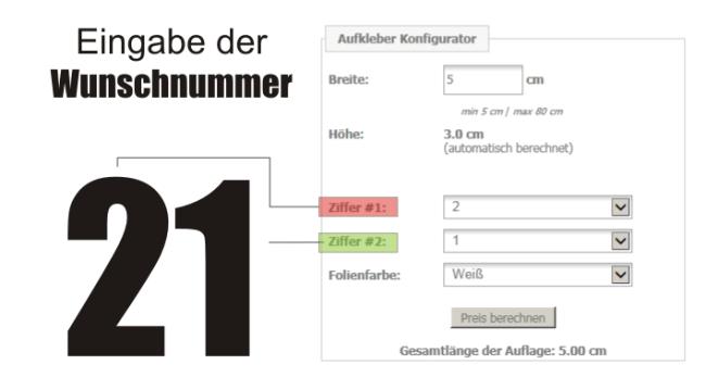 Wunsch Startnummer Aufkleber 2 - Stellig Myst V4