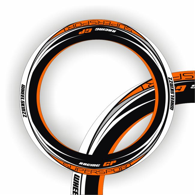 Wheelskinzz® "Racing GP" Black/White/Orange
