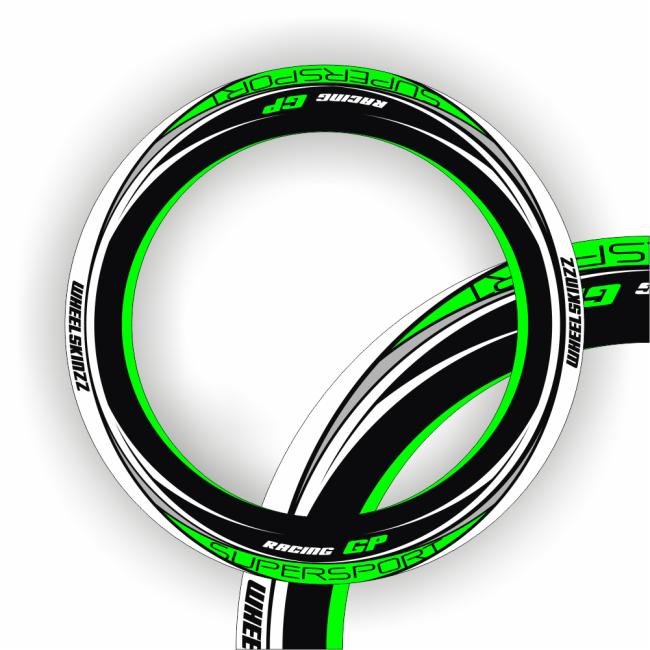 Wheelskinzz® "Racing GP" Black/White/Green