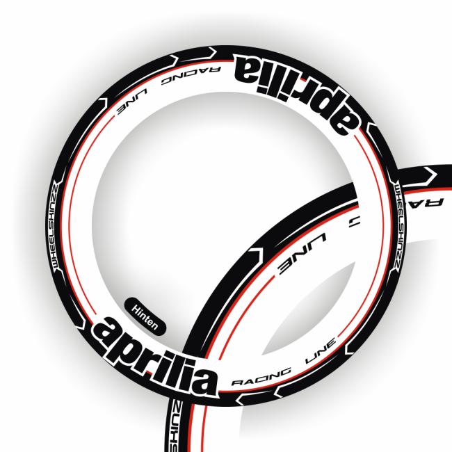 Wheelskinzz® aprilia "Racing Line" Schwarz/Weiß/Rot