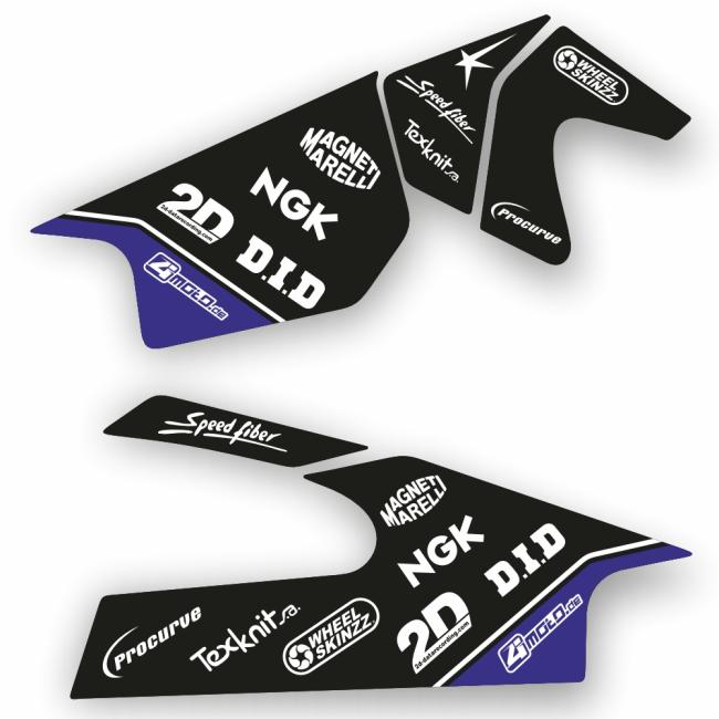 Yamaha R6 (06-24) Schwingenaufkleber Dekor - Schwarz | Blau