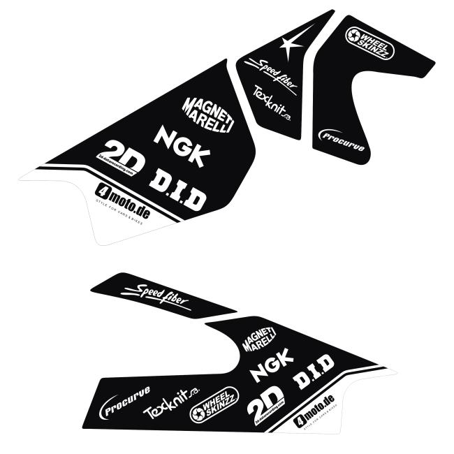 Yamaha R6 ab (06-24) Schwingenaufkleber Dekor - Schwarz | Weiß