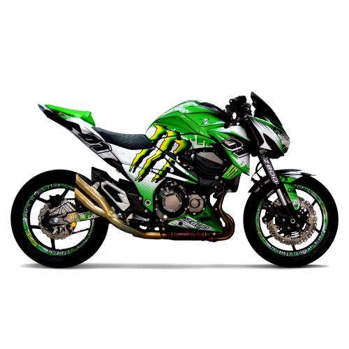 Kawasaki Z800 (13-16) "Monster" Motorrad Dekor Stickerkit