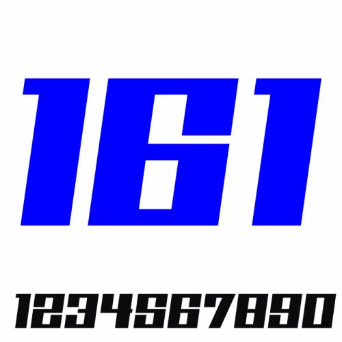 Wunsch Startnummer Aufkleber 3- Stellig Sport Kursiv V2