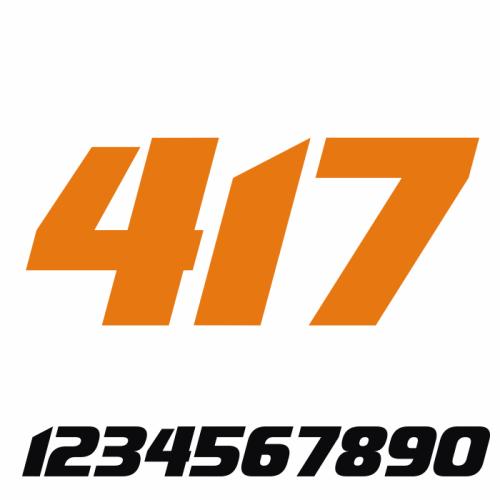 Start Number - Sticker Decal Three Number V3